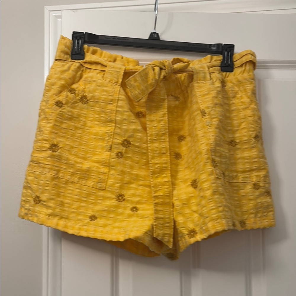 Yellow Women's Shorts with Bow Detail